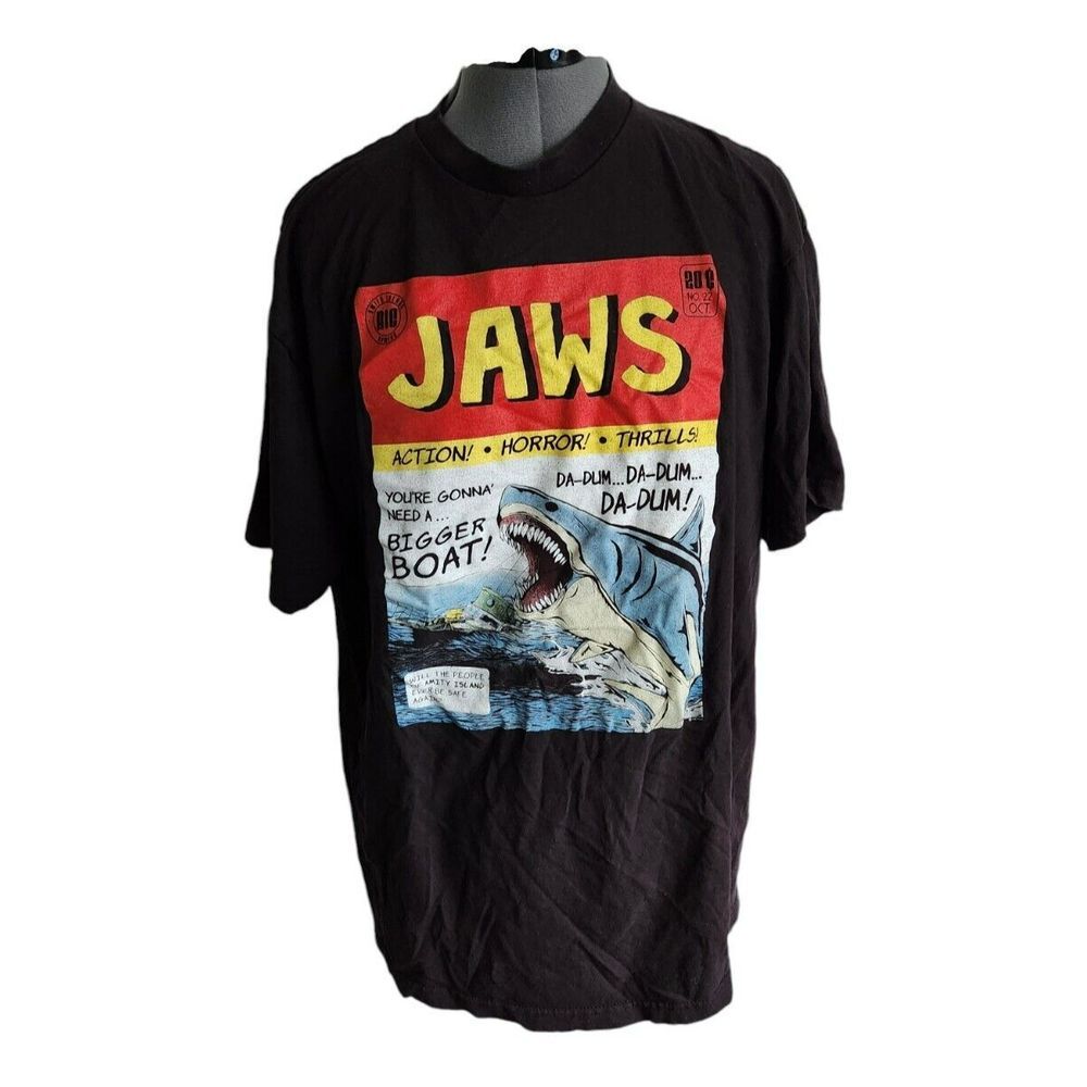 American Classics Jaws Movie Comic Book Graphic T-Shirt Black Mens XL